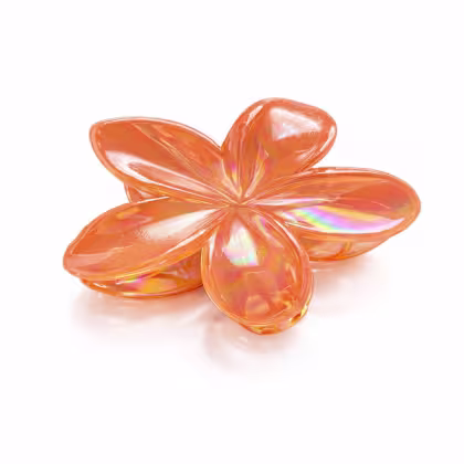 Imagem do produto Presilha Piranha Holografica Flor G Laranja