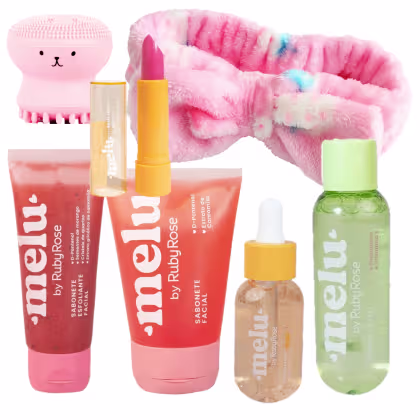 Imagem do produto Kit Skincare Hidratante Pêssego Melu by Ruby Rose Cuidado Facial Sabonete Tônico Sérum