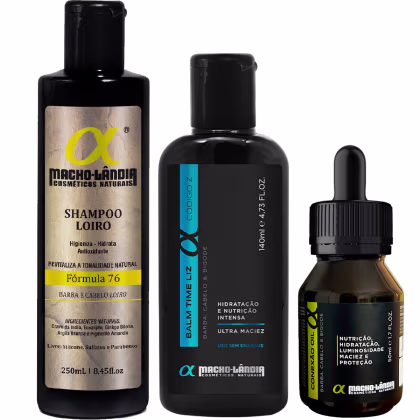Imagem do produto Kit Macho Lândia Para Barba Loira Balm + Óleo + Shampoo (3 Produtos)