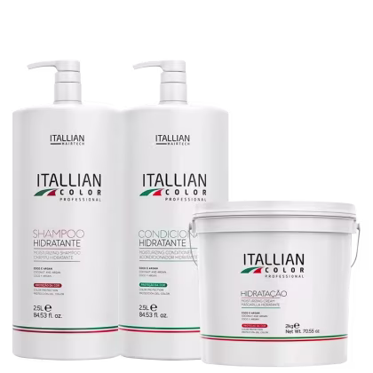 Imagem do produto Kit Itallian Color Profissional Lavatório Sh.2,5l+ Cond. 2.5l + Hidratação 2kg