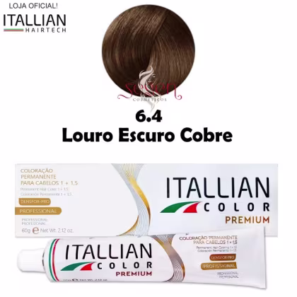 Imagem do produto Itallian Hairtech Color Premium  Louro Escuro Cobre 6.4 - Coloração Permanente 60g