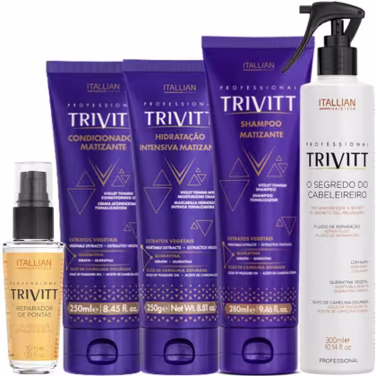 Imagem do produto Kit Itallian Hairtech Trivitt Matizante Reparador (5 Produtos)
