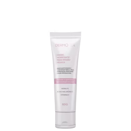 O produto apresentado é um creme hidratante para a região pélvica da marca Dermosex, de 60g.