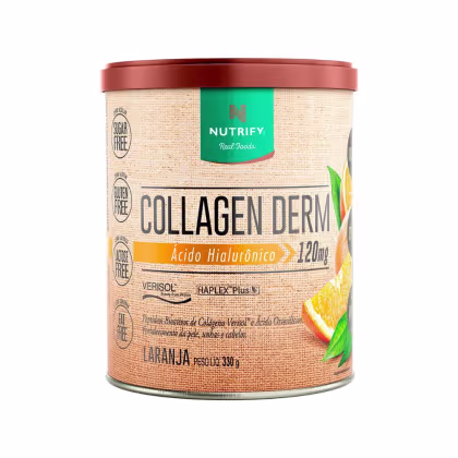 Suplemento Alimentar em Pó Nutrify Collagen Derm Ácido Hialurônico 120mg Laranja 330g.