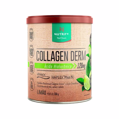 Suplemento Alimentar em Pó Nutrify Collagen Derm Ácido Hialurônico 120mg Limão 330g.