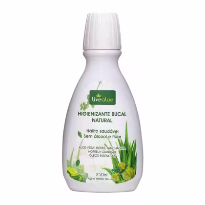 Higienizante Bucal Livealoe Natural Sem Flúor de 250ml