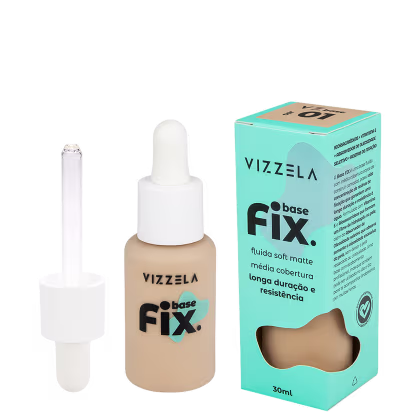 Base Líquida Vizzela Cosméticos Fix Cor 1, 30ml.