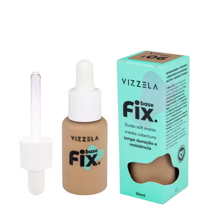 Base Líquida Vizzela Cosméticos Fix Cor 6, 30ml.