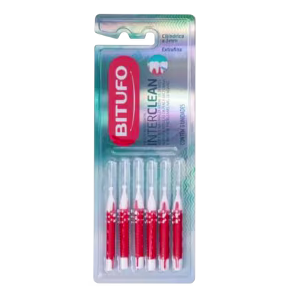 Imagem do produto ESCOVA INTERDENTAL BITUFO INTERCLEAN EXTRA FINA 3 MM CILÍNDRICA COM 6 UNIDADES