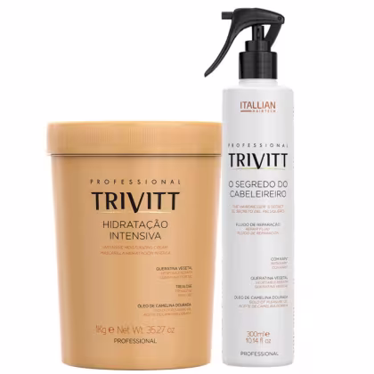 Uma máscara de hidratação intensiva de 1Kg e um fluido reconstrutor de 300ml.