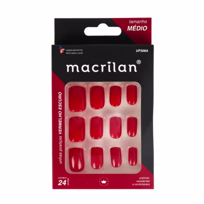 Imagem do produto Unha Postiça Macrilan Vermelho escuro
