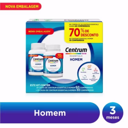 Imagem do produto Kit Polivitamínico Centrum Essentials Homem de a a Zinco 60 + 30 Comprimidos