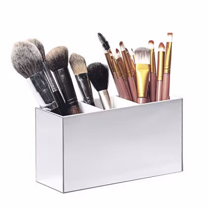 Imagem do produto Acrílico Store Prata/Branco com 3 Divisórias - Porta Pincel