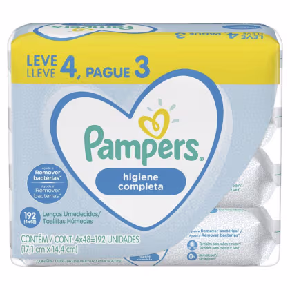 Imagem do produto Lenços Umedecidos Pampers Higiene Completa 192 Unidades