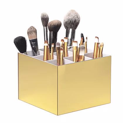 Imagem do produto Acrílico Store Dourado/Branco com 9 Divisórias - Porta Pincel