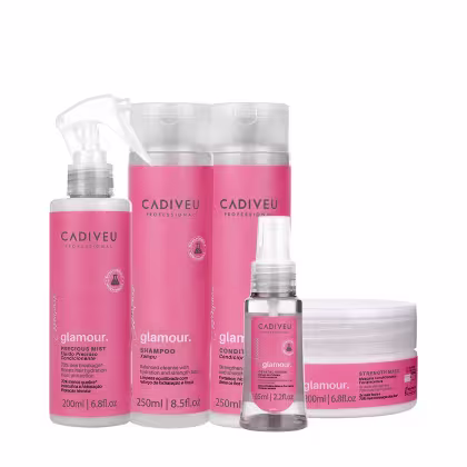Imagem do produto Kit Cadiveu Profissional Essentials Glamour Shampoo Condicionador Sérum Máscara  e Fluído (5 produtos)