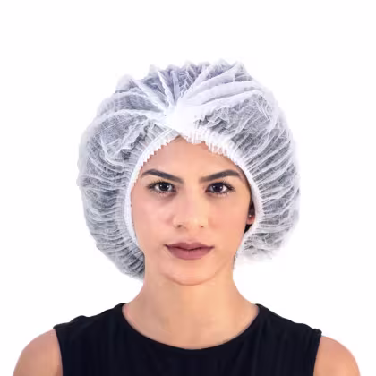 Imagem do produto Touca Tnt Branca Grande Descartável Cabelos Volumosos 12 Un