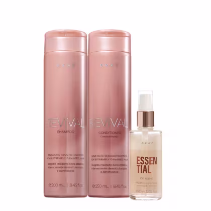 Imagem do produto Kit Braé Revival Shampoo Condicionador e Essential Oil Blend (3 produtos)