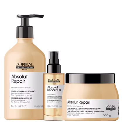 Imagem do produto Kit L'Oréal Professionnel Absolut Repair Gold Quinoa + Protein Profissional Trio (3 Produtos)