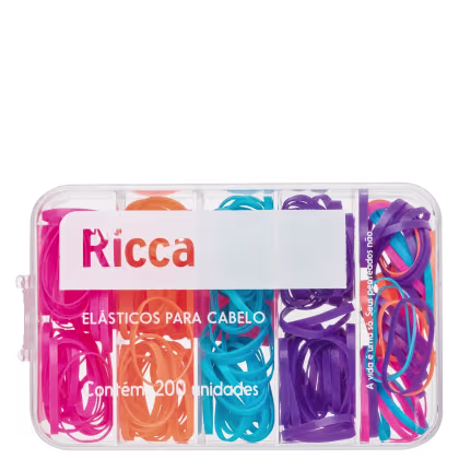 Imagem do produto ELASTICOS COLORIDOS 200PCS COM CASE - RICCA 3345