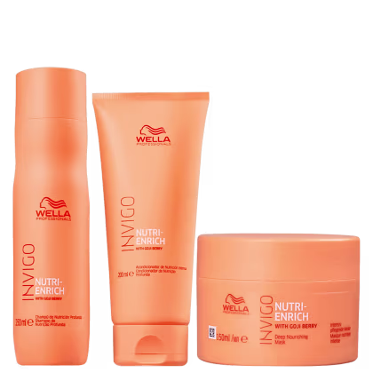 Kit Wella Professionals Nutri-Enrich, com shampoo, condicionador e máscara.