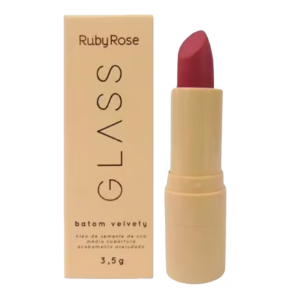Batom em Bastão Ruby Rose Glass Velvety BG06, 3,5g.