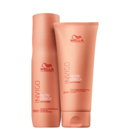 Kit com shampoo e condicionador de linha Invigo Nutri-Enrich da marca Wella Professionals.