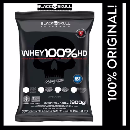 Imagem do produto Black Skull Whey 100% HD Baunilha Refil - Suplemento Alimentar de Proteína em Pó 900g