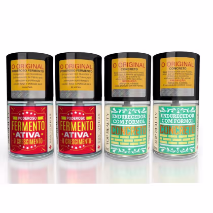 Imagem do produto Kit 4 Bases de Unhas Top Beauty Fortalecedora 2 Fermento Ativo + 2 Concreto 7ml - cada