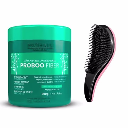 Imagem do produto Máscara Fibra de Bambu Prohall 500g + Escova Desembaraçadora
