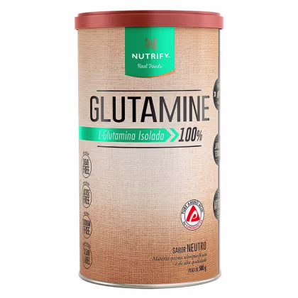 Suplemento Alimentar em Pó Nutrify Glutamine L-Glutamina Isolada 100% Neutro 500g.