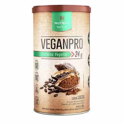 Suplemento Alimentar em Pó Nutrify VeganPro Proteína Vegetal 24g Cacau 450g.