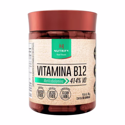 Suplemento Vitamínico Nutrify Vitamina B12 Metilcobalamina 414% VD (60 Cápsulas).