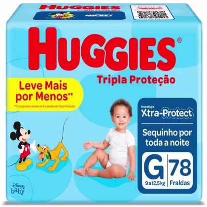 Imagem do produto Fralda Huggies Tripla Proteção G 78 Unidades