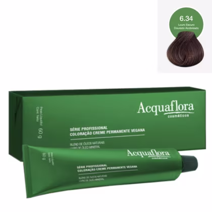 Imagem do produto Acquaflora Vegana 6.34 Louro Escuro Dourado Acobreado - Coloração Permanente 60g