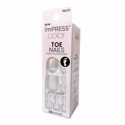 Imagem do produto Unha Postiça Para Pés Kiss Impress Color Toe Nails 501 Lustre White Com 24un