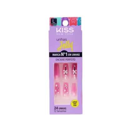 Imagem do produto Unhas Postiças Jelly Kiss New York Rosa It Girl Bailarina Longo