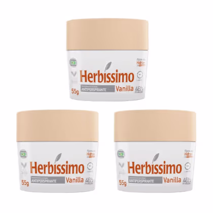 Imagem do produto Kit 3 Desodorante Creme Herbissimo Vanilla Antitranspirante 55g