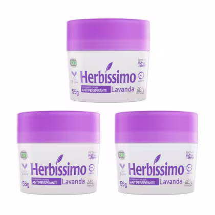 Imagem do produto Kit 3 Desodorante Creme Herbissimo Lavanda Antitranspirante 55g