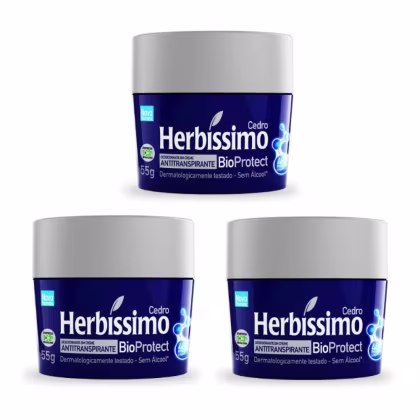 Imagem do produto Kit 3 Desodorante Creme Herbissimo Bioprotect Cedro Antitranspirante 55g