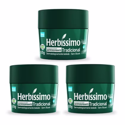 Imagem do produto Kit 3 Desodorante Creme Herbissimo Tradicional Antitranspirante 55g