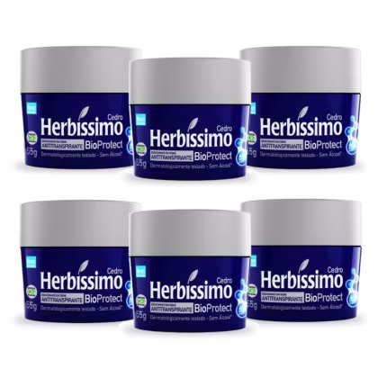 Imagem do produto Kit 6 Desodorante Creme Herbissimo Bioprotect Cedro Antitranspirante 55g