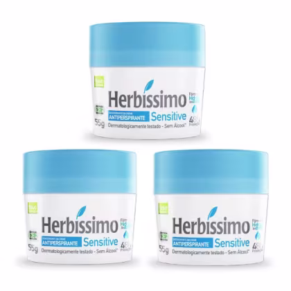 Imagem do produto Kit 3 Desodorante Creme Herbissimo Sensitive Antitranspirante 55g