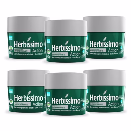 Imagem do produto Kit 6 Desodorante Creme Herbissimo Action Antitranspirante 55g