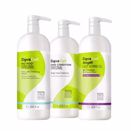 Imagem do produto Kit Deva Curl No Poo Shampoo 1L, Condicionador 1L, Finalizador 1L