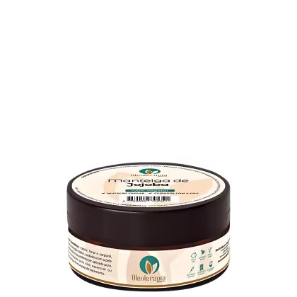 O produto apresentado é um pote de manteiga de jojoba da marca Oleoterapia Brasil.