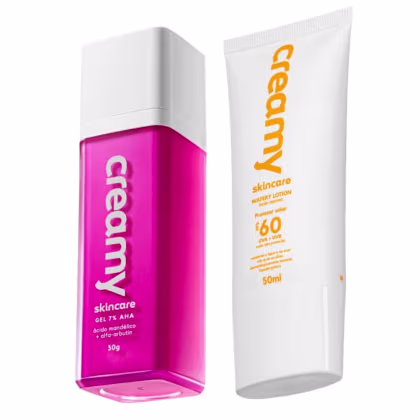 Kit Creamy Ácido Mandélico + Protetor Solar FPS60, 2 produtos.