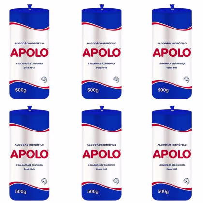 Imagem do produto Kit Algodão Hidrófilo Apolo em Rolo 500g C/6