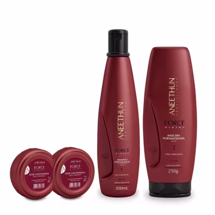 Imagem do produto Aneethun Force System - Kit Shampoo 300ml + Máscara 250ml +  2 Dose Concentrada  25g