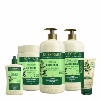 Imagem do produto Kit Bio Extratus Jaborandi Antiqueda Shampoo Litro Condicionador Máscara Finalizador e Tônico (5 produtos)